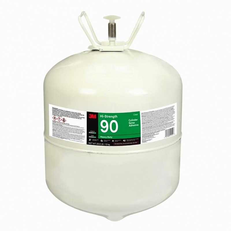 3M Hi-Strength 90 Cylinder Spray Adhesive, Clear, Large Cylinder 13.1KG in White - Front View