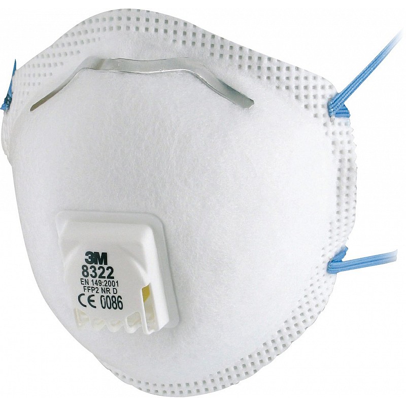 3M Particulate Respirator Cupped P2 Valved Cool Flow 8322 Box of 10 Disposable Respirator Masks