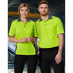 Unisex Hi Vis Bamboo Charcoal Vented Ss Polo - Sw79