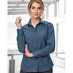 Ascot Ladies Long Sleeve Dot Jacquard Stretch Shirt M8400l