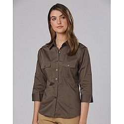 Ladies 3/4 Sleeve Military Shirt M8913