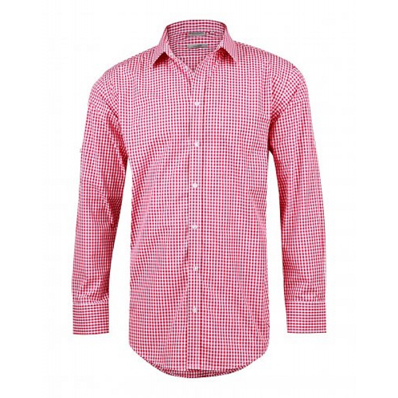 Men’s Gingham Check Long Sleeve Shirt With Roll-Up Tab Sleeve M7300L