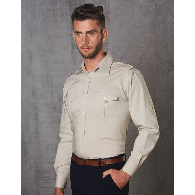 Mens Long Sleeve Military Shirt M7912
