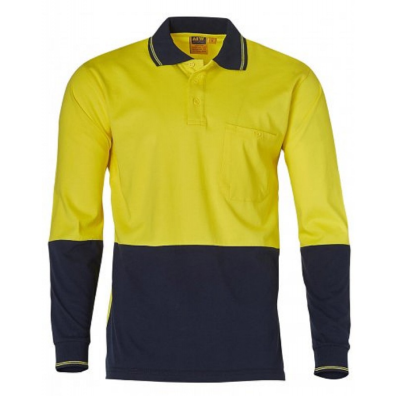 Cotton Jersey Two Tone Long Sleeve Safety Polo SW36