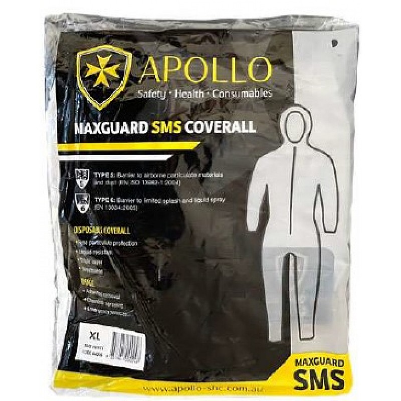 Apollo Maxguard SMS Coveralls Type 5 6 - High-Quality Disposable Coveralls
