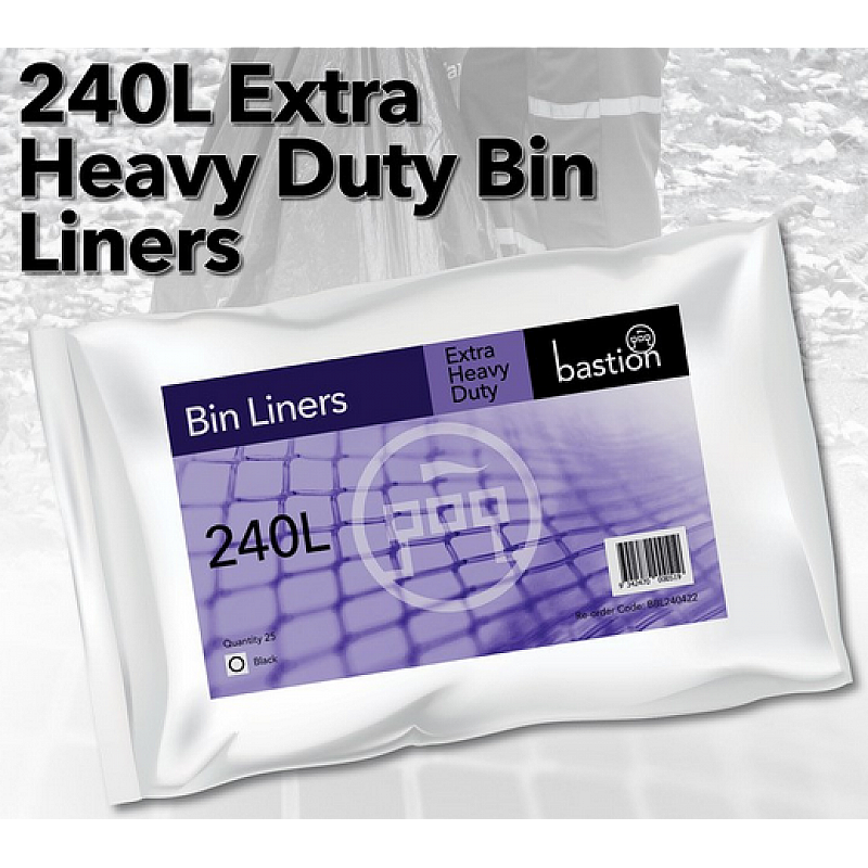 Bin Liner EXTRA Heavy Duty 240L Pack Of 25 Bags