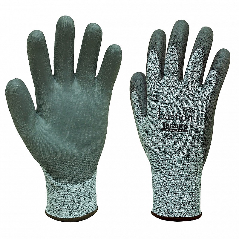 Taranto Grey Cut 5 HPPE Glove Grey Polyurethane Palm Coating Safety Gloves