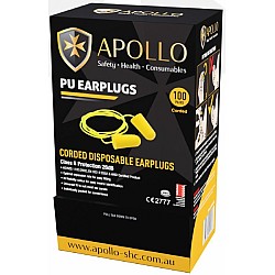 Apollo Earplugs Yellow Corded Box of 100