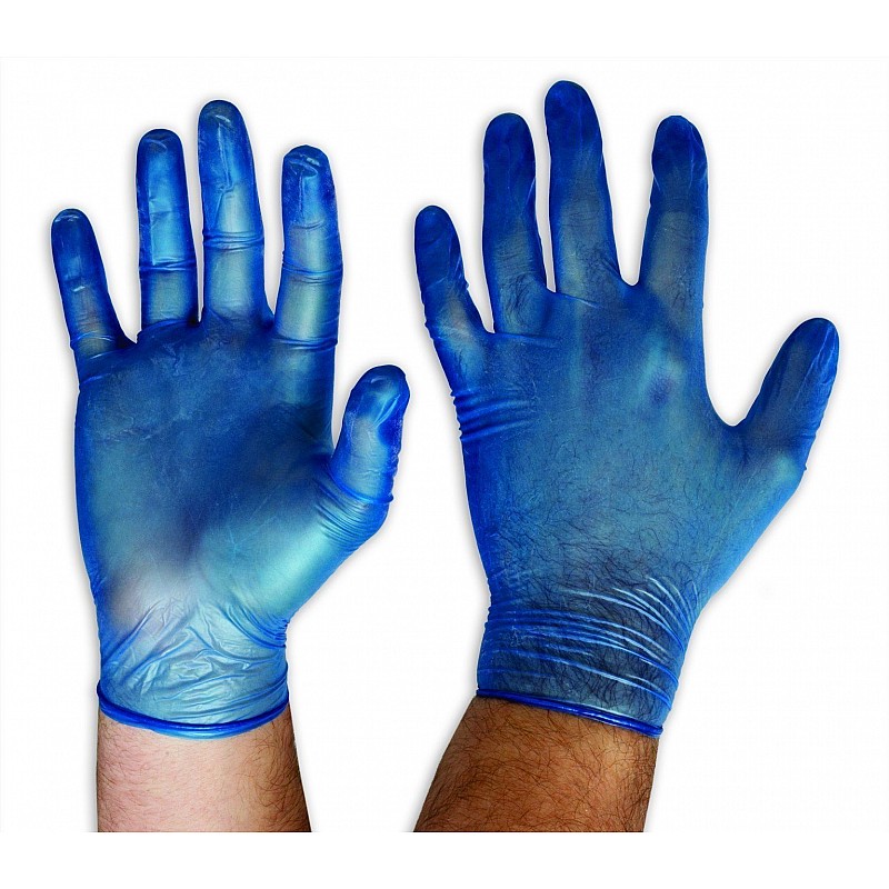 Blue Vinyl Gloves Powdered Disposable Gloves