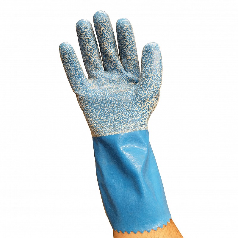 Cottonlined Rubber Glove with rough grip Asbestos Removal Lined Rubber Gloves