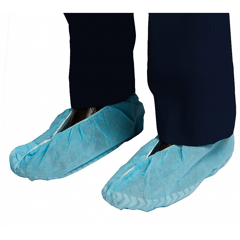 Disposable Shoe Cover Non Slip Sole 500 Pairs in Blue - Front View