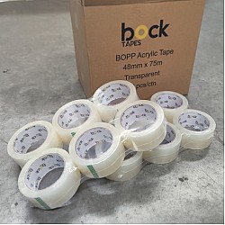 BOCK Packing Tapes Acrylic Glue Clear 48mm x 75M
