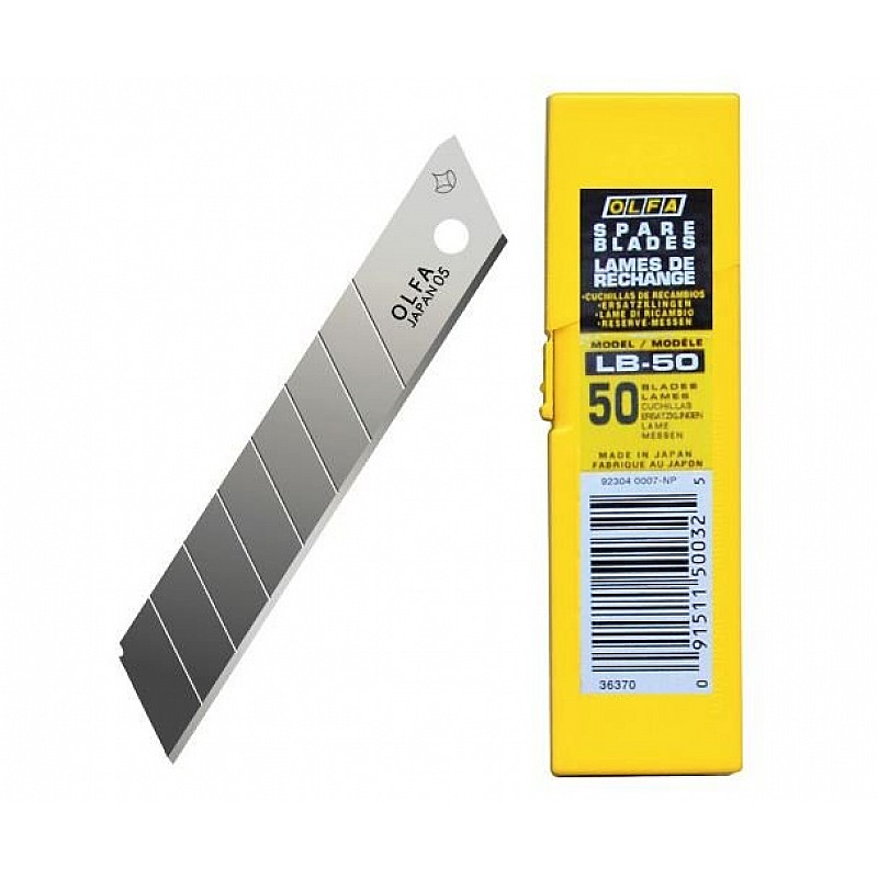 OLFA 18mm Large Snap Blades tube of 50 Knives Blades & Window Scrapers