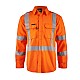 HI VIS OPEN FRONT SHIRT WITH GUSSET SLEEVES & X-PATTERN FR REFLECTIVE TAPE
