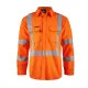 HI VIS Open Front Shirt Gusset Sleeves X-Pattern Reflective Tape