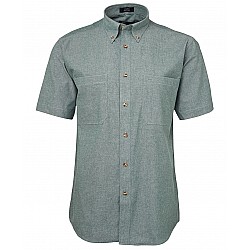 Green Stitch Short Sleeve Button Shirt