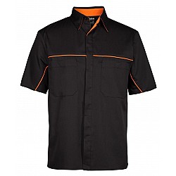 Short Sleeve Button Shirt With Piping