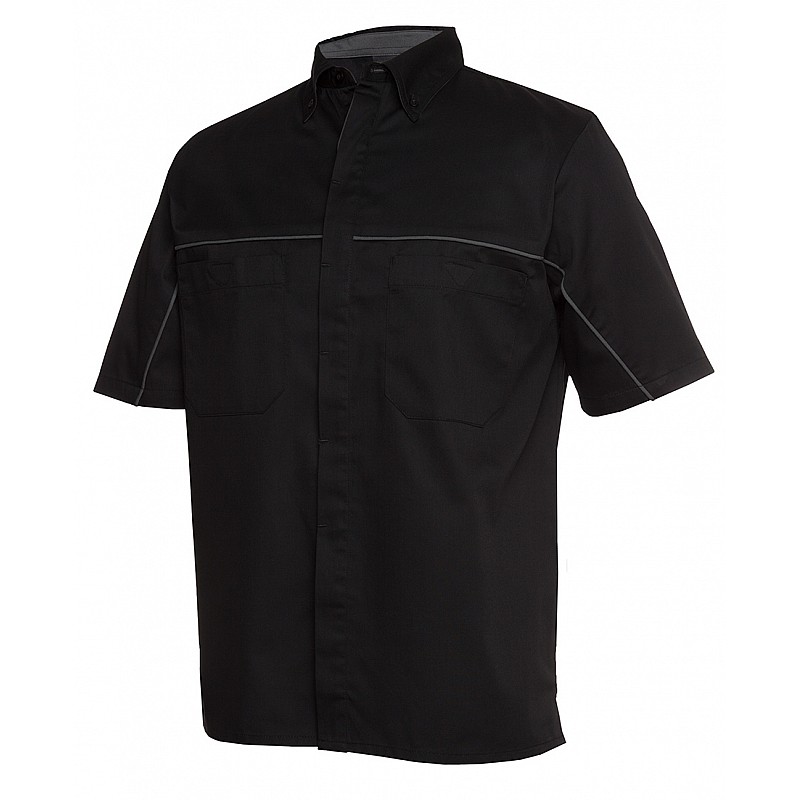 Short Sleeve Button Shirt with Piping