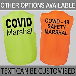 Covid Marshal Or Custom Text Hi Vis Zipper Vest