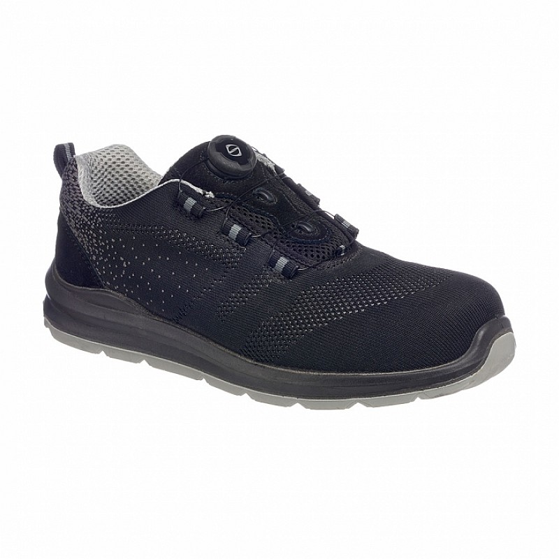 Composite Wire Lace Safety Trainer in black and grey Front View
