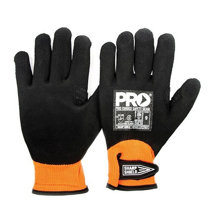 Sharp Shield Needle Resistant Gloves in Black and Orange - Front View