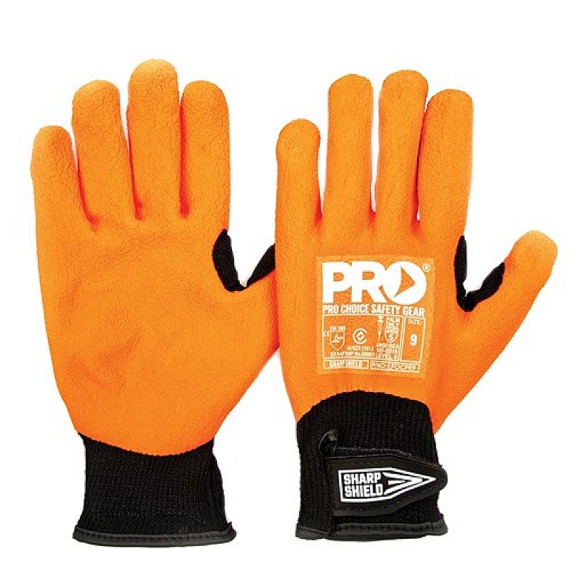 Sharp Shield Needle Resistant Gloves in Black and Orange - Front View