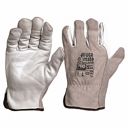 Riggamate Natural Cowgrain Leather Palm Split Back Glove