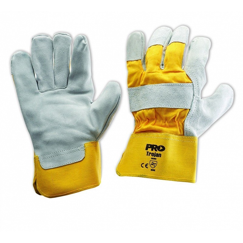 Yellow Grey Leather Glove Leather Gloves