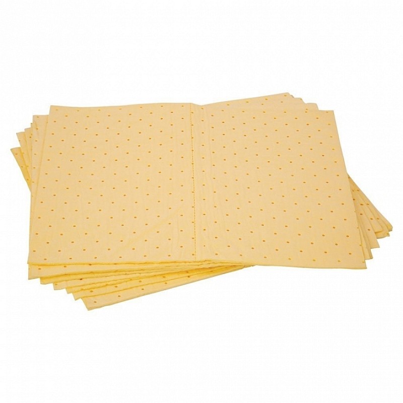 Pratt Safety Yellow HAZCHEM Absorbent Pad 300gsm - Pack of 10 in Yellow - Front View