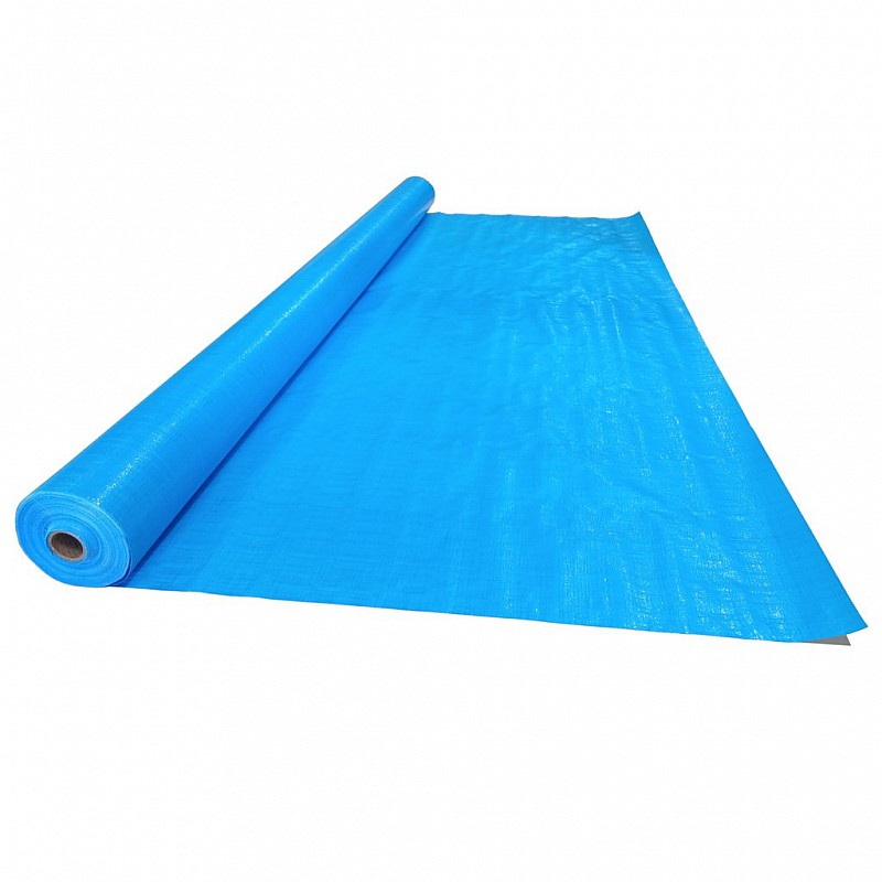 Extra Thick UV Stable Blue Poly Woven Tarp 2M X 50m 200gsm in Blue - Front View