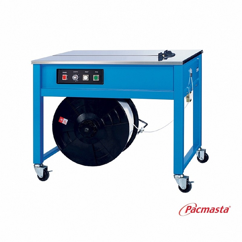 Semi-Auto Open Frame Strapping Machine Pacmasta TMS-300OF in Blue - Front View