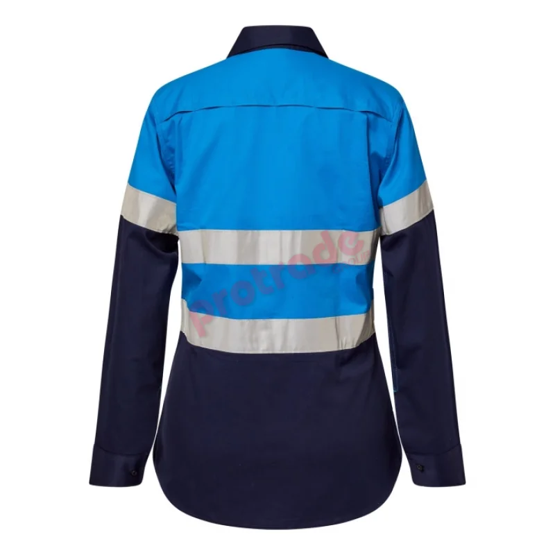 Ladies Lightweight Long Sleeves Cotton Shirt With Reflective Tape