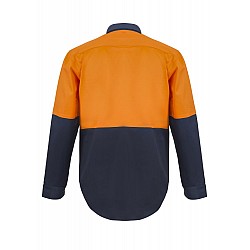 Hi Vis Cotton Drill Shirt With Semi Gusset Long Sleeves