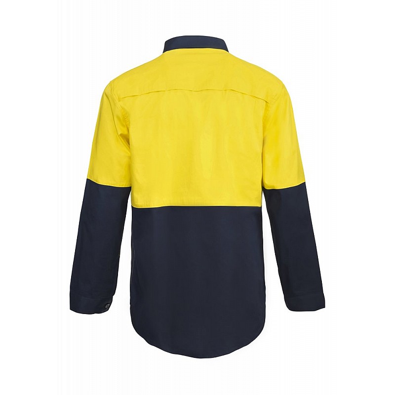 HIVIS COTTON DRILL SHIRT WITH SEMI GUSSET LONG SLEEVES