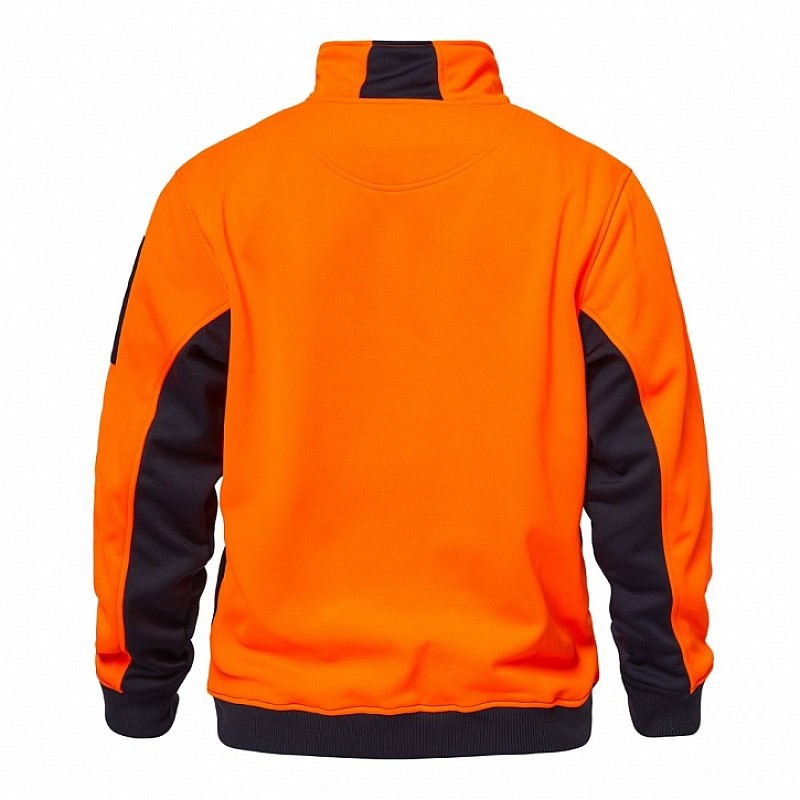 Hi Vis Two Tone Half Zip Pullover in Orange - Front View