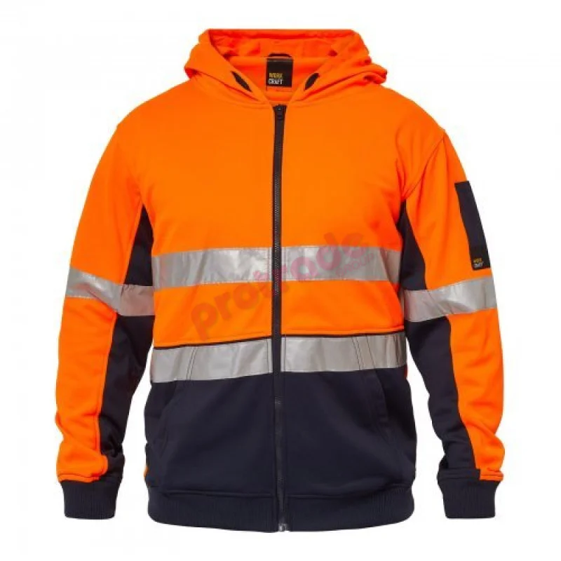 HI VIS Zipper Fleece Hoodie with Reflective Tape