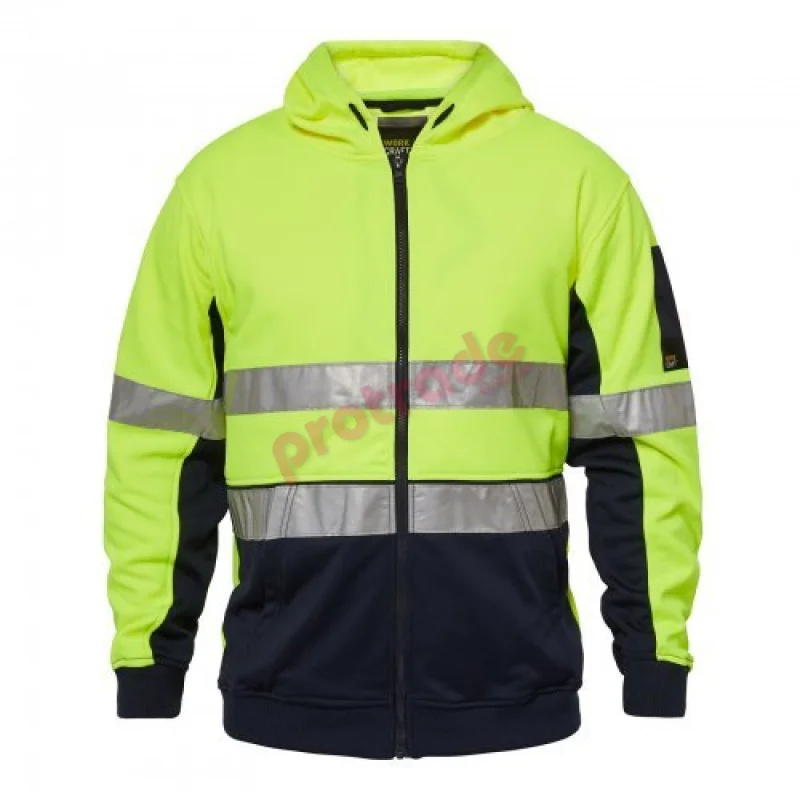 HI VIS Zipper Fleece Hoodie with Reflective Tape