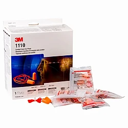3M 1110 Corded Earplugs, Poly Bag 100 Pairs