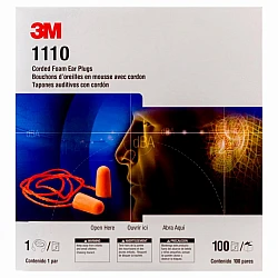 3M 1110 Corded Earplugs, Poly Bag 100 Pairs