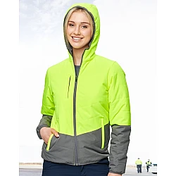 UNISEX HI VIS MODERN STYLING HOODED PUFFER JACKET