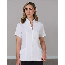 Ladies Full Zip Front Short Sleeve Tunic M8636S