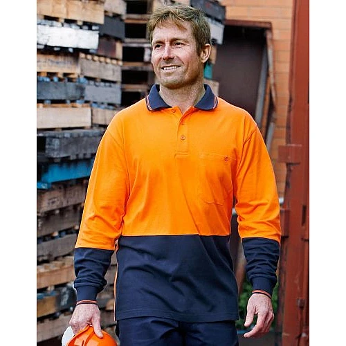 Cotton Jersey Two Tone Long Sleeve Safety Polo Sw36 Cotton Jersey Two Tone Long Sleeve Safety Polo Sw36