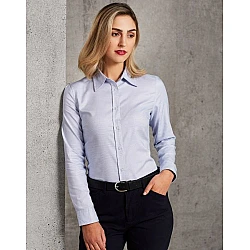 Ladies Dot Contrast Long Sleeve Shirt M8922