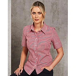 Ladies Gingham Check Short Sleeve Shirt M8300s