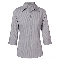 Women's Ticking Stripe 3/4 Sleeve Shirt M8200q