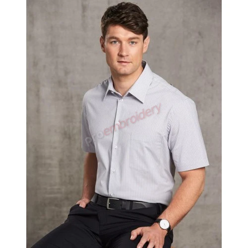 Men's Ticking Stripe Short Sleeve Shirt M7200s