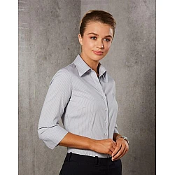Women's Ticking Stripe 3/4 Sleeve Shirt M8200q