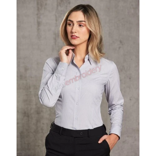 Women's Ticking Stripe Long Sleeve Shirt M8200l Women's Ticking Stripe Long Sleeve Shirt M8200l