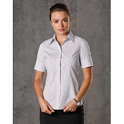 Women's Ticking Stripe Short Sleeve Shirt M8200s