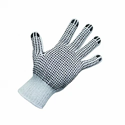 Poly Cotton Gloves With Black PVC Dots
